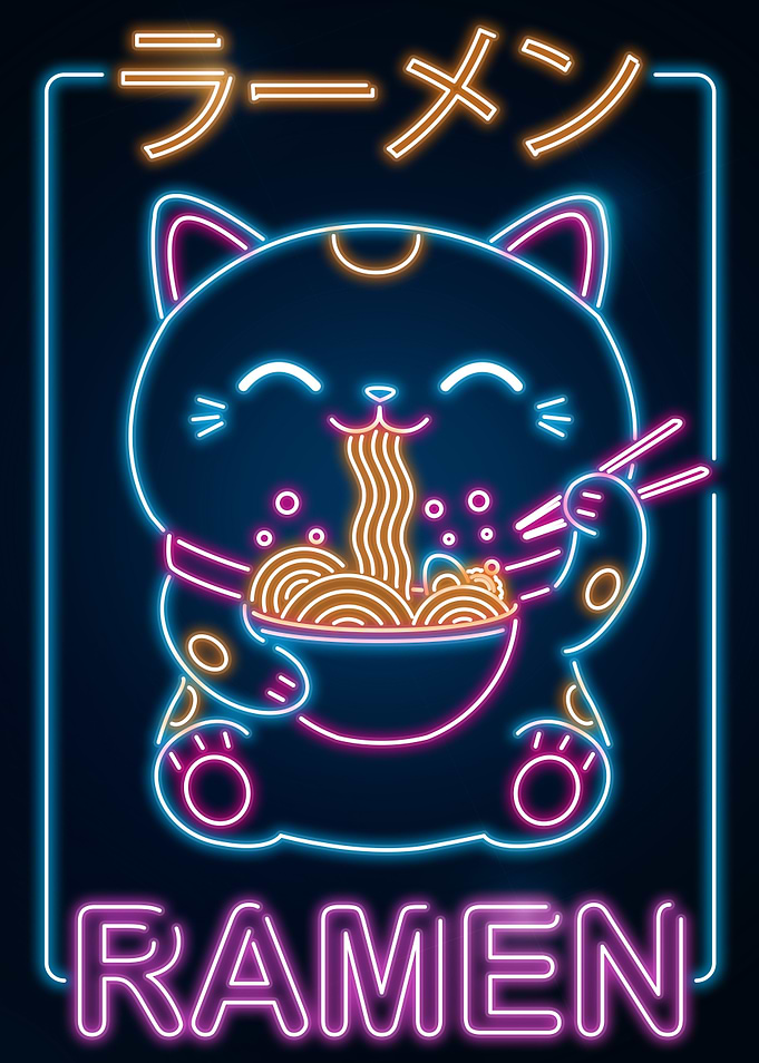 Retro Neko Ramen Sign