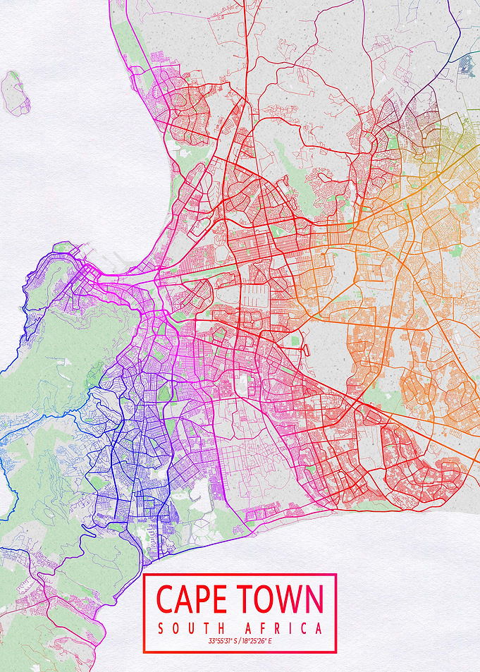 Cape Town Map Colorful