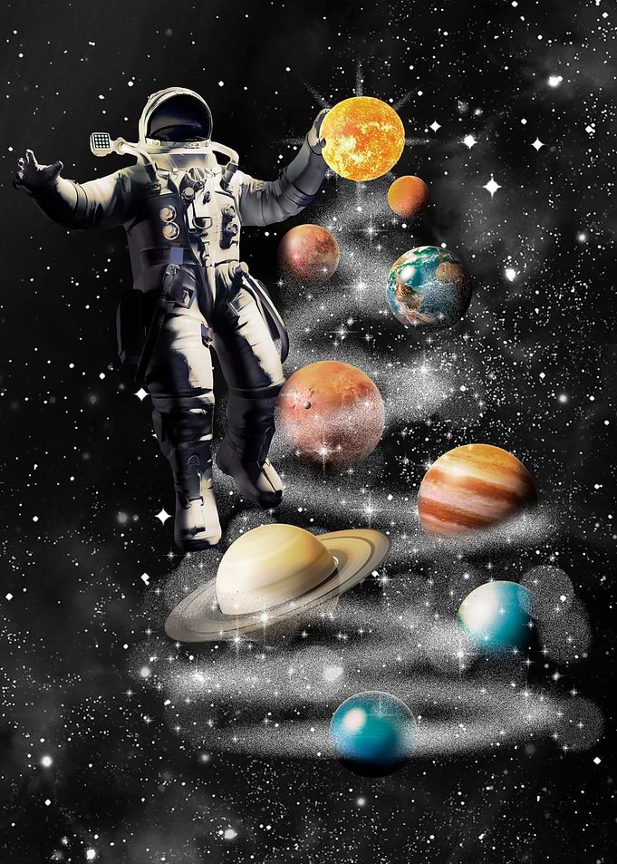 Astronaut Planets in Space