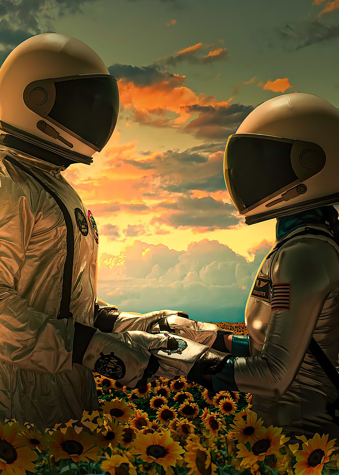 Couple Astronaut Love Each
