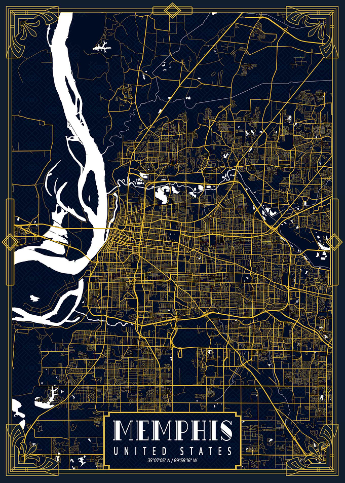Memphis City Map Gold