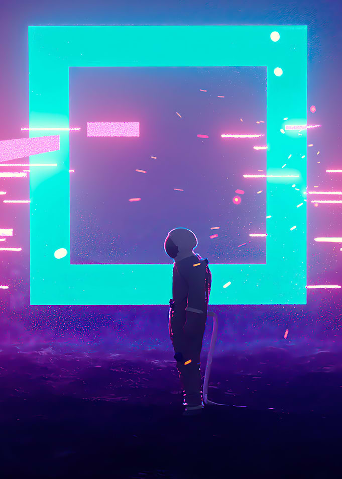 Astronaut Neon Box