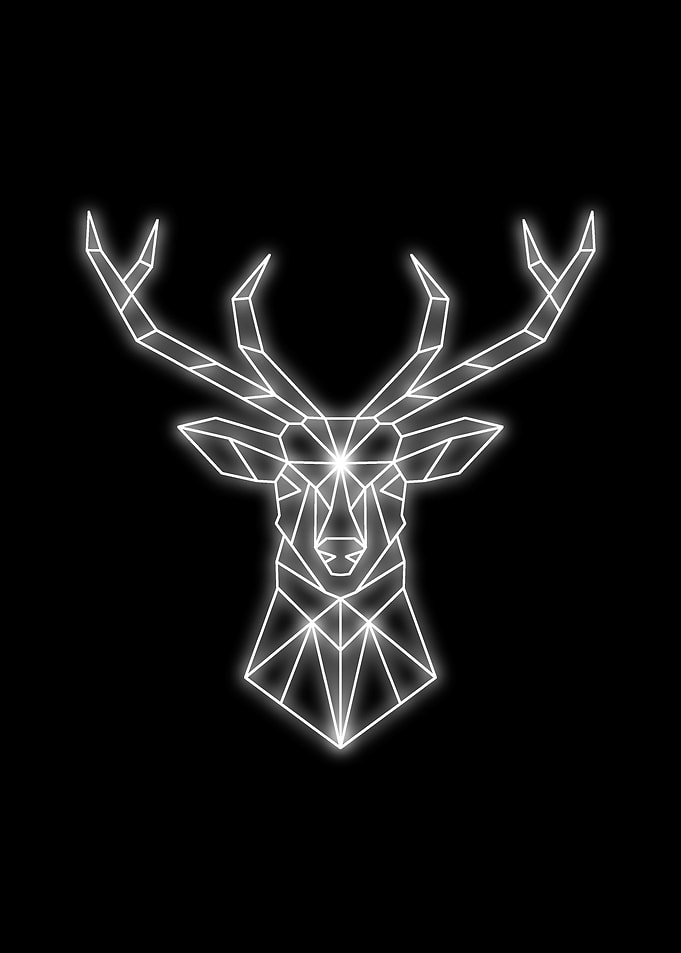 neon deer black white