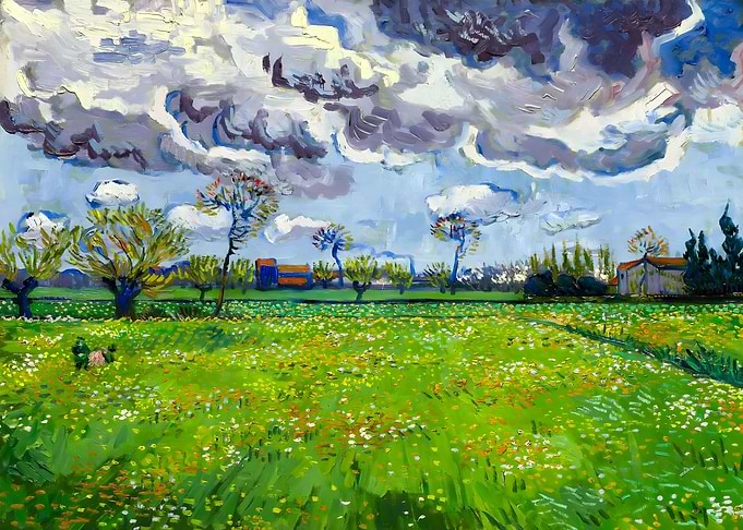 Landscape Under Stormy Sky