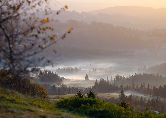 Autumn sunrise in mountain
