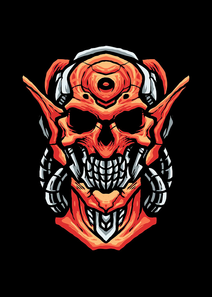Skull robot head