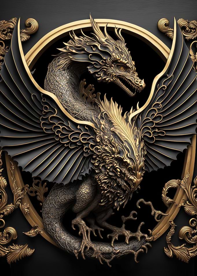 Dragon Golden Art Deco