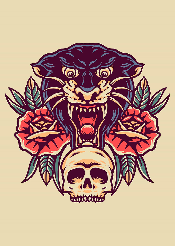 Skull and black panther