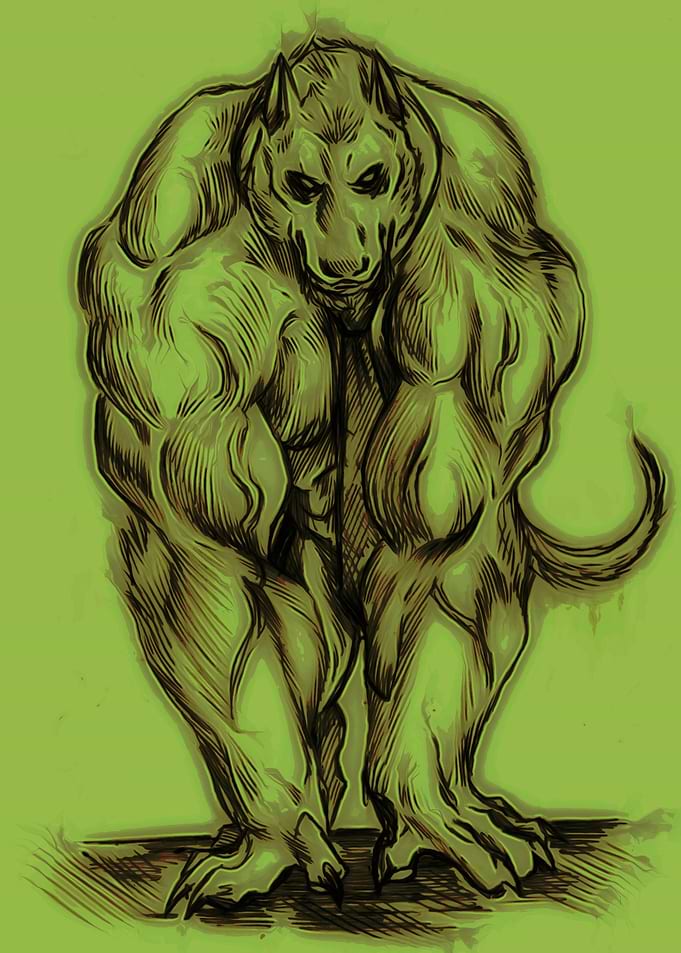 Werebeast with necktie