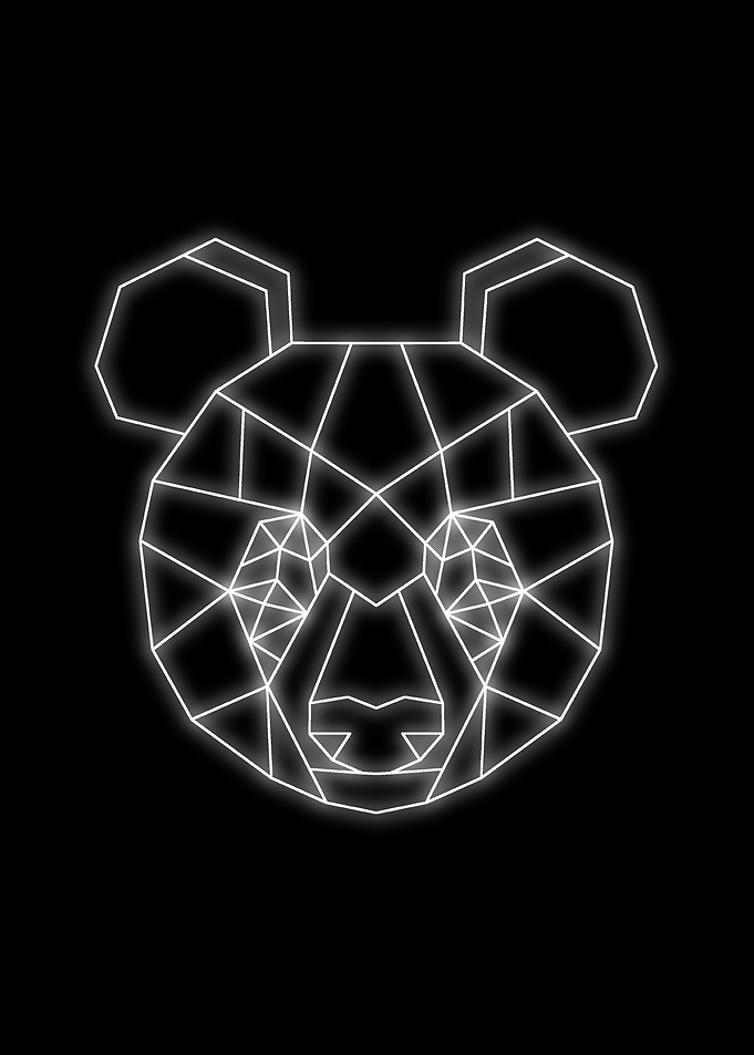 neon panda black white