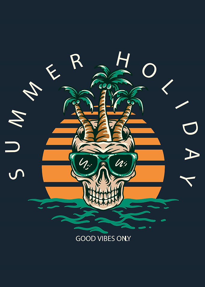 Skull head with summer