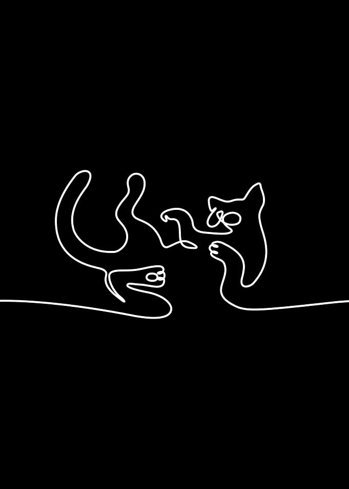 Lying Cat Minimalist Art
