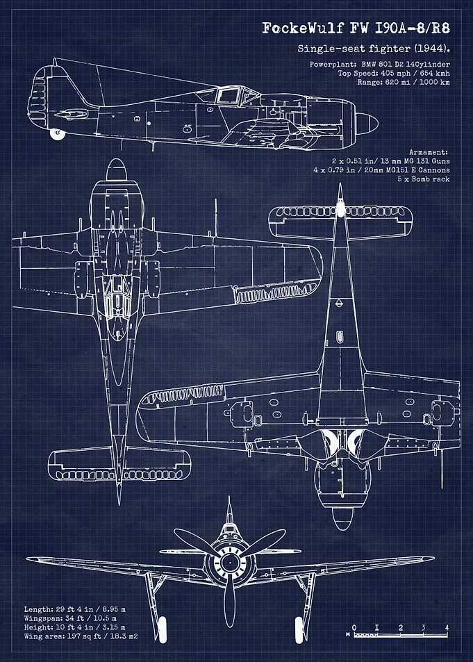 FockeWulf Fw190A8 Blueprin