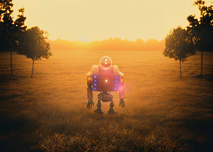 Robot steampunk field suns