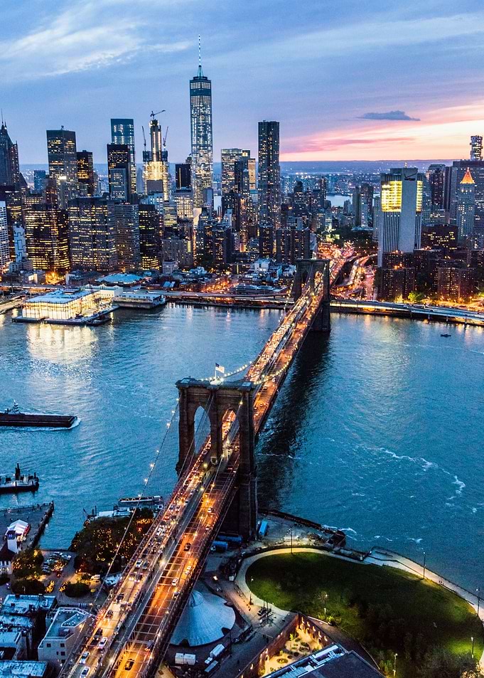 Brooklyn bridge aerial NYC