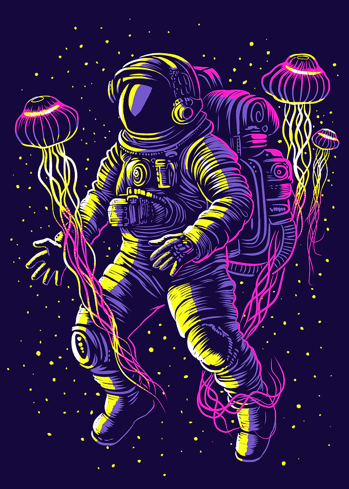 Astronaut with galactic