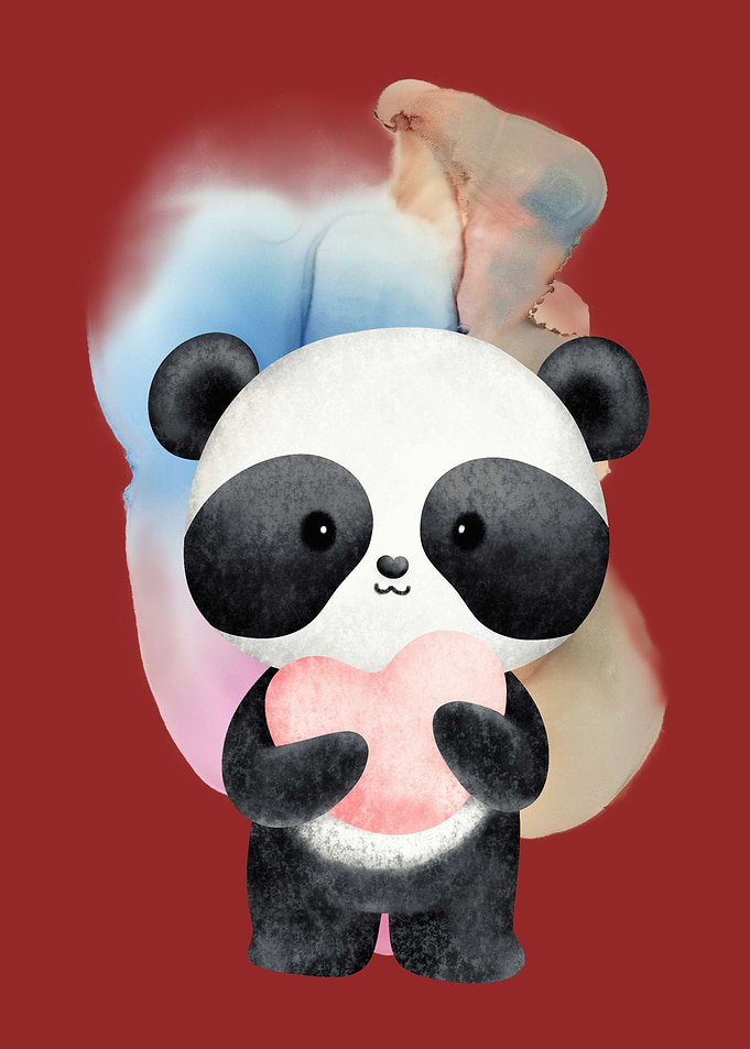 Cute Panda Give a Love