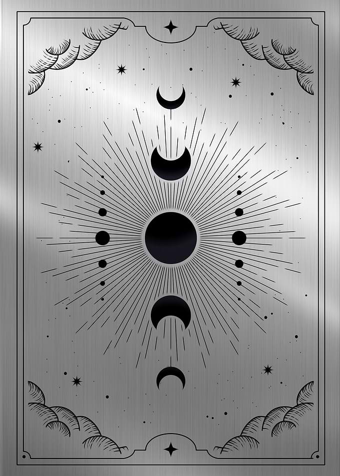 Moon phases in tarot card