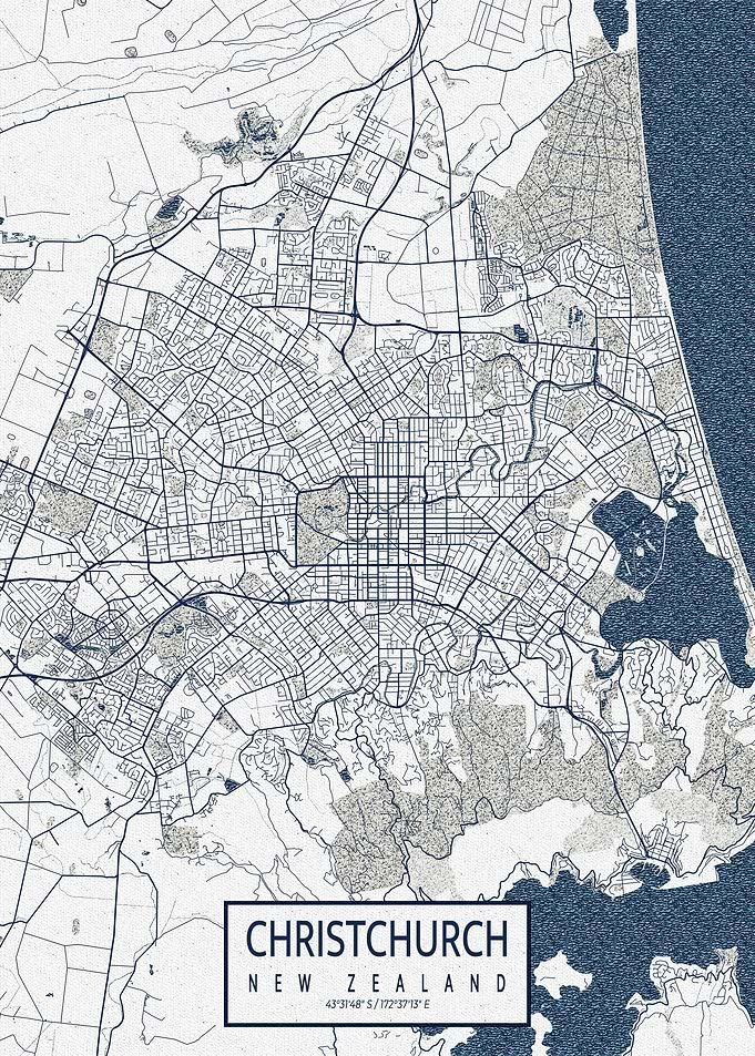 Christchurch Map Coastal