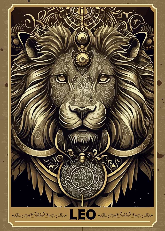 Lion Zodiac Tarot Card Leo