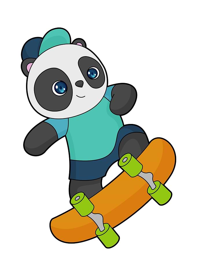 Panda Skater Skateboard