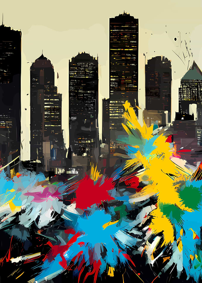 Grunge Boston Skyline