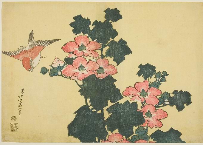 flowers and bird by
