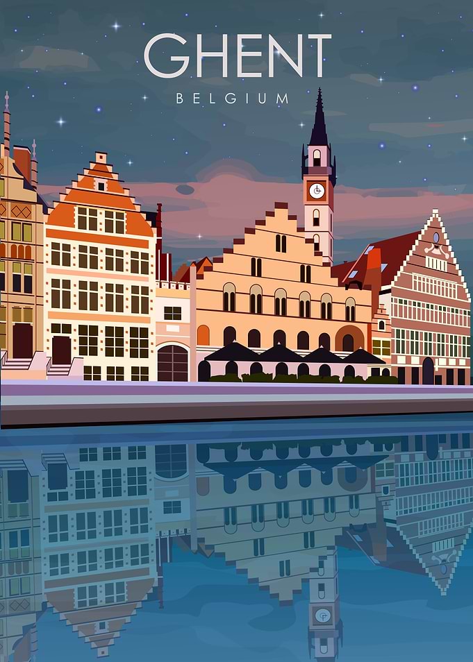Ghent Belgium Travel Art