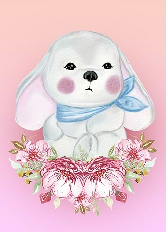 watercolour baby dog puppy