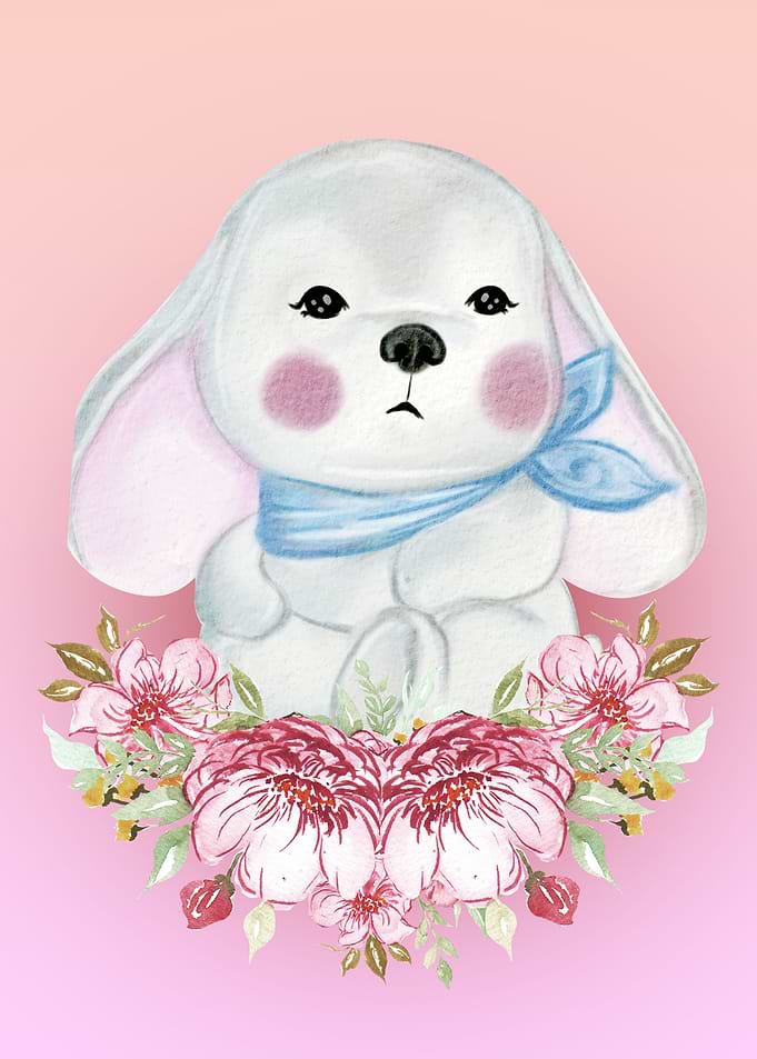 watercolour baby dog puppy