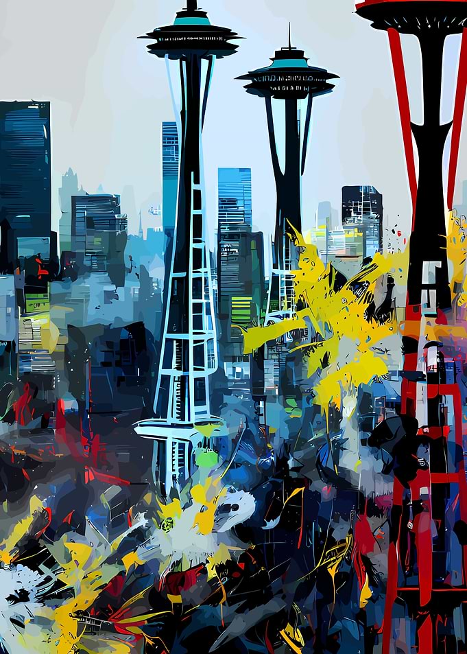Grunge Seattle Skyline