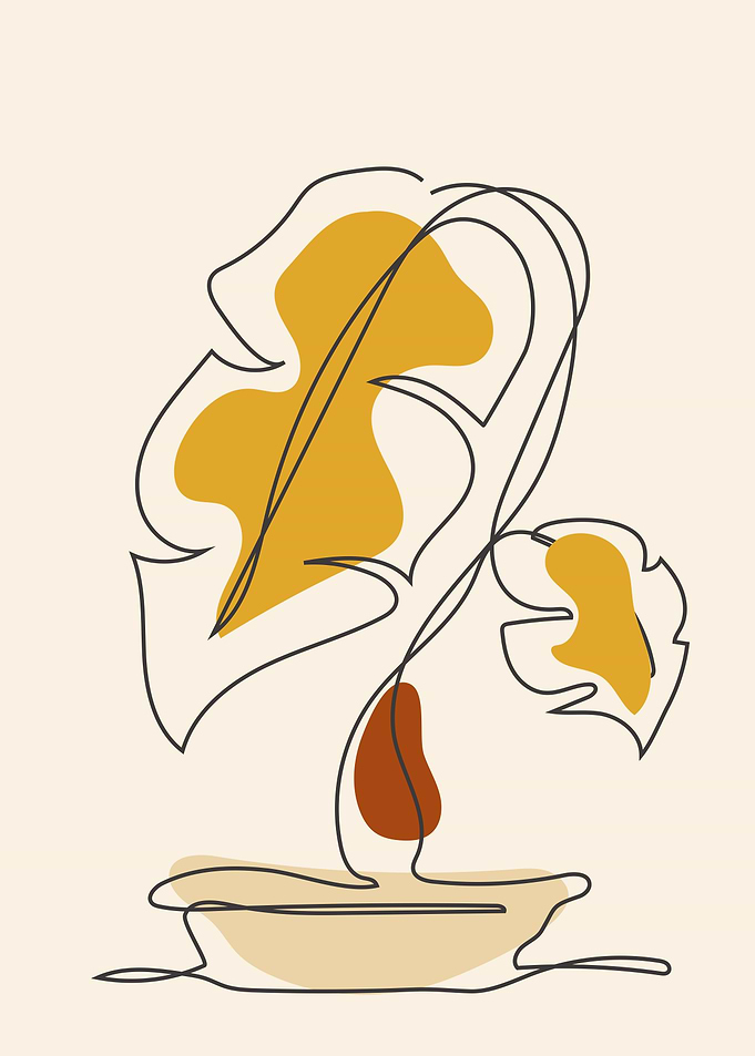 Minimal floral line art
