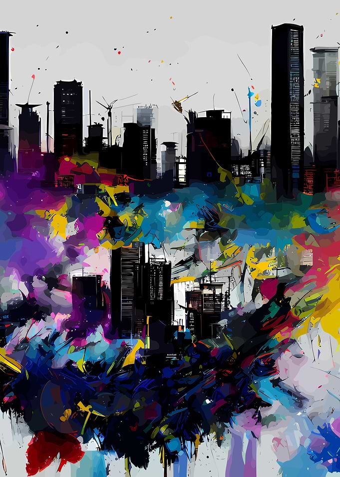 Grunge Beijing Skyline