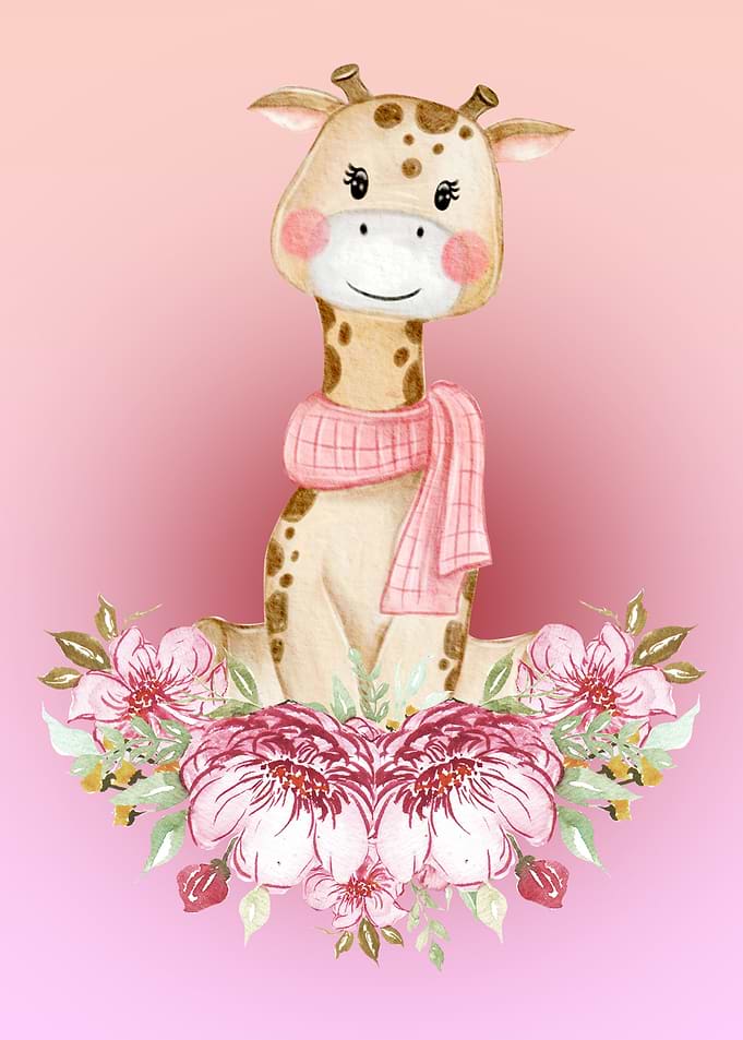 water colour baby giraffe