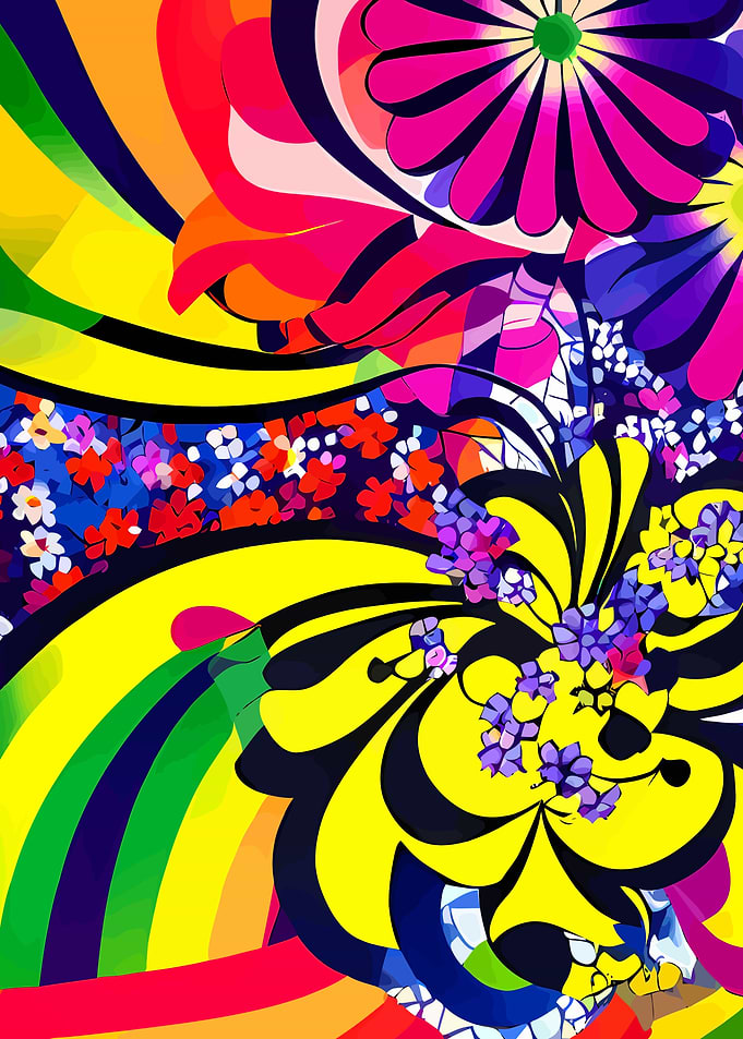Sixties Groovy Floral Art