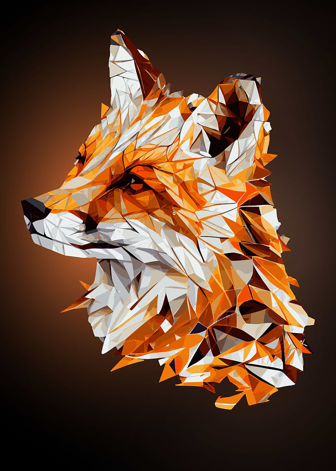 Abstract Geometric Fox Art