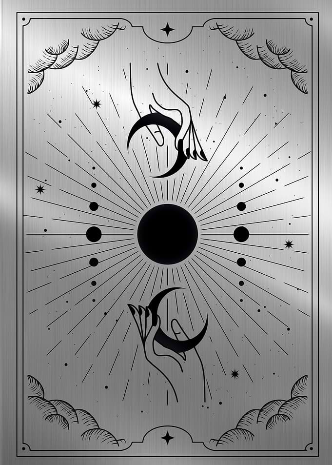 Magical hand moon card
