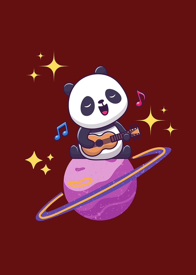 Cute Panda On Saturns