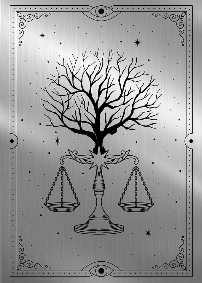Tree with scale of justice