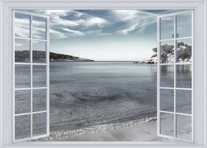 Open window beach view