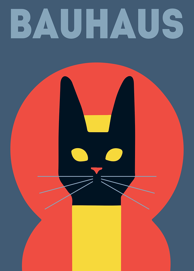 Geometric Bauhaus Cat Art