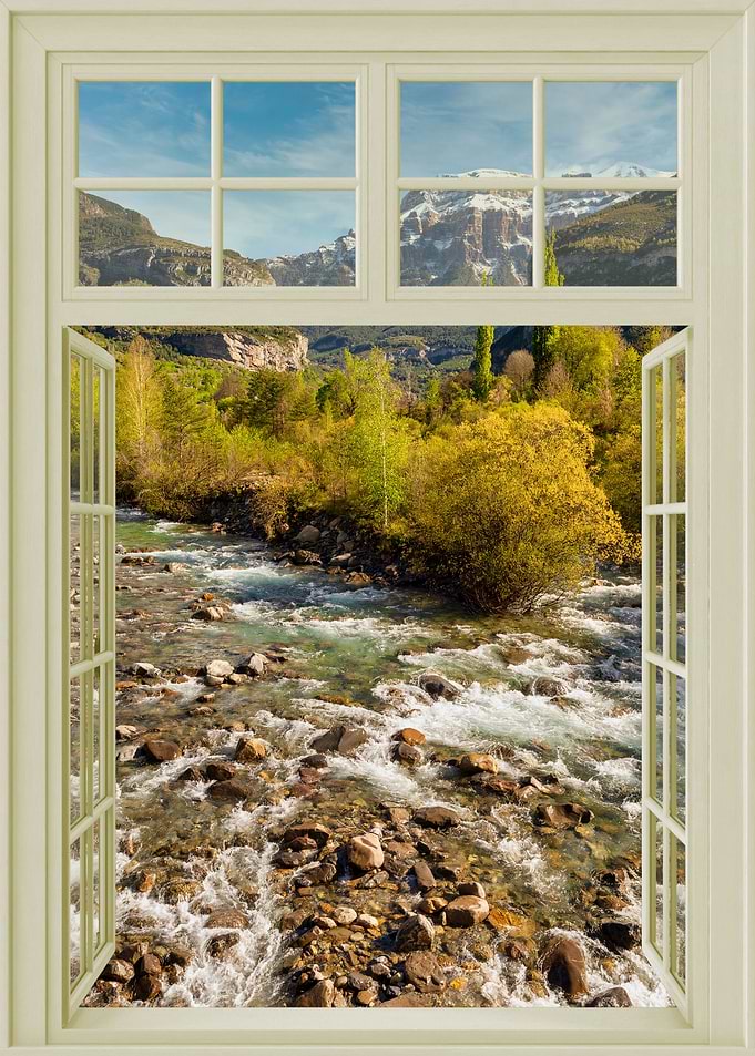 Open window river view