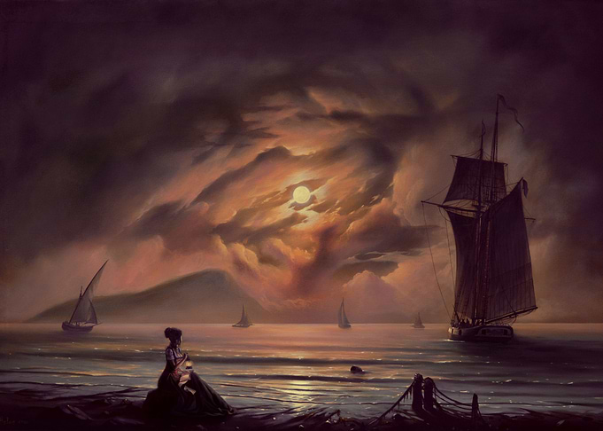 Moon night at sea