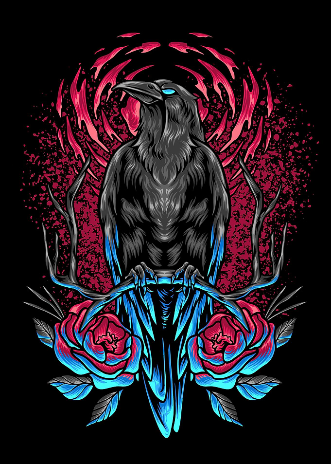 The crow and flowers