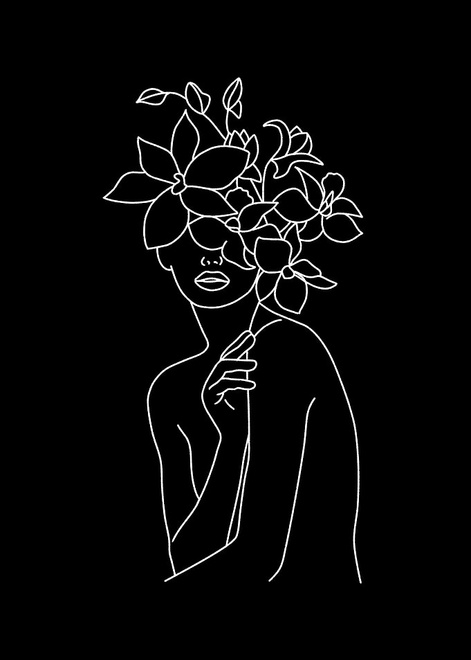 girls flower black white