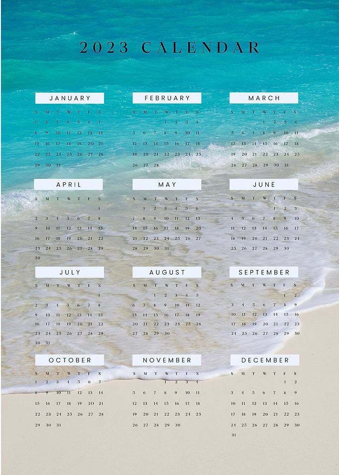2023 Beach Calendar