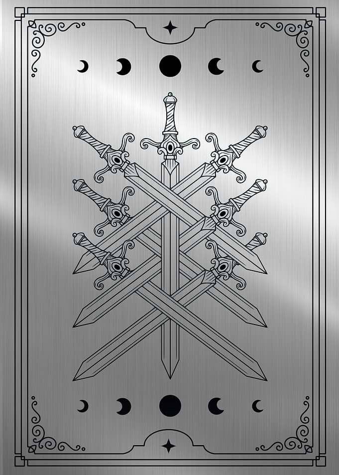Seven sword tarot card