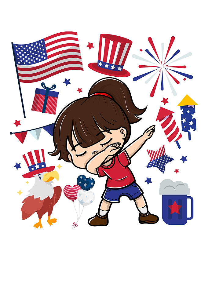 Dabbing Girl 4th of July