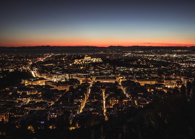 Athens Night City Lights
