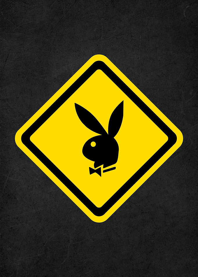 play boy road sign badges